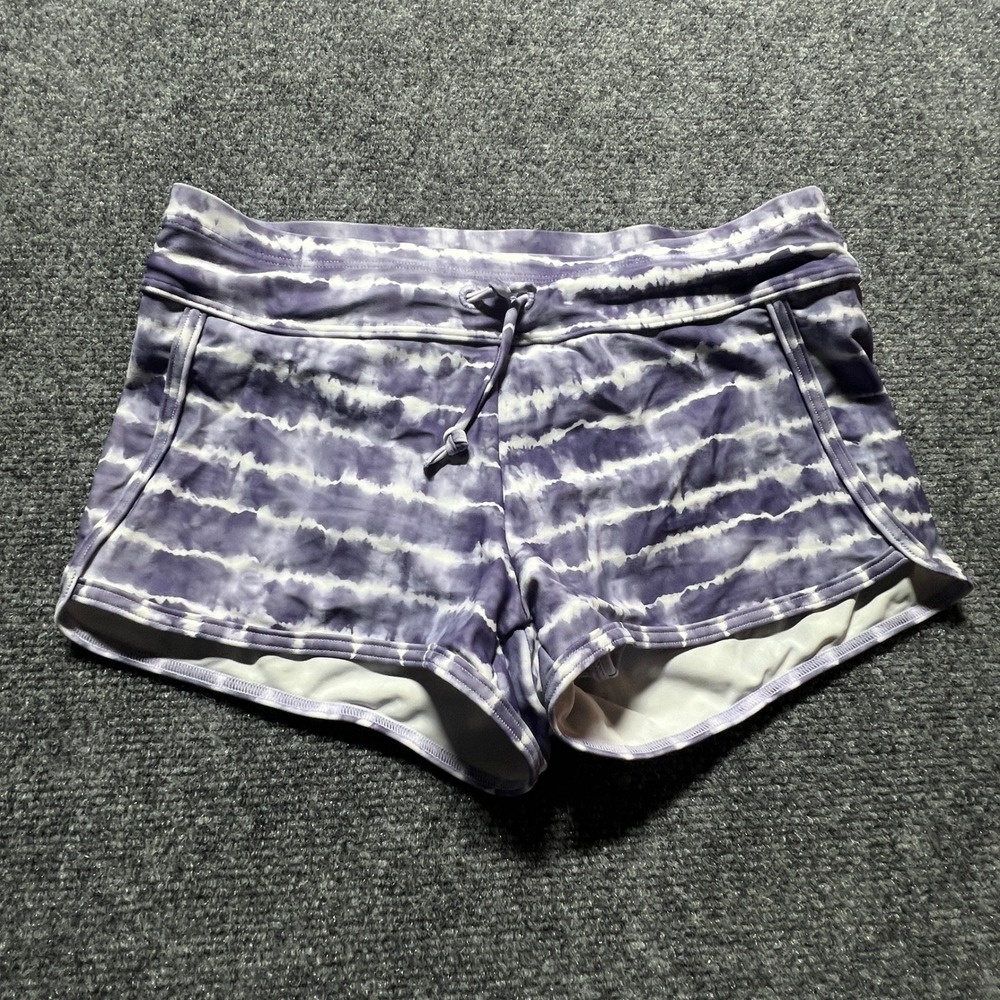 Athleta Girl Purple Tie Dye Swim Shorts Board Shorts Size L 12 Built-in Liner
